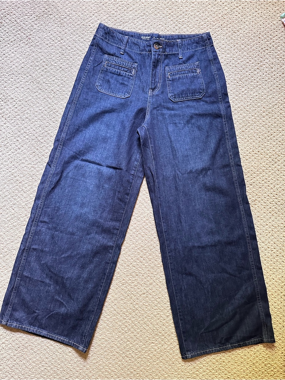 Old Navy High-Rise Baggy Wide Leg Jeans Size 6 Dark Wash Drapey Denim Streetwear